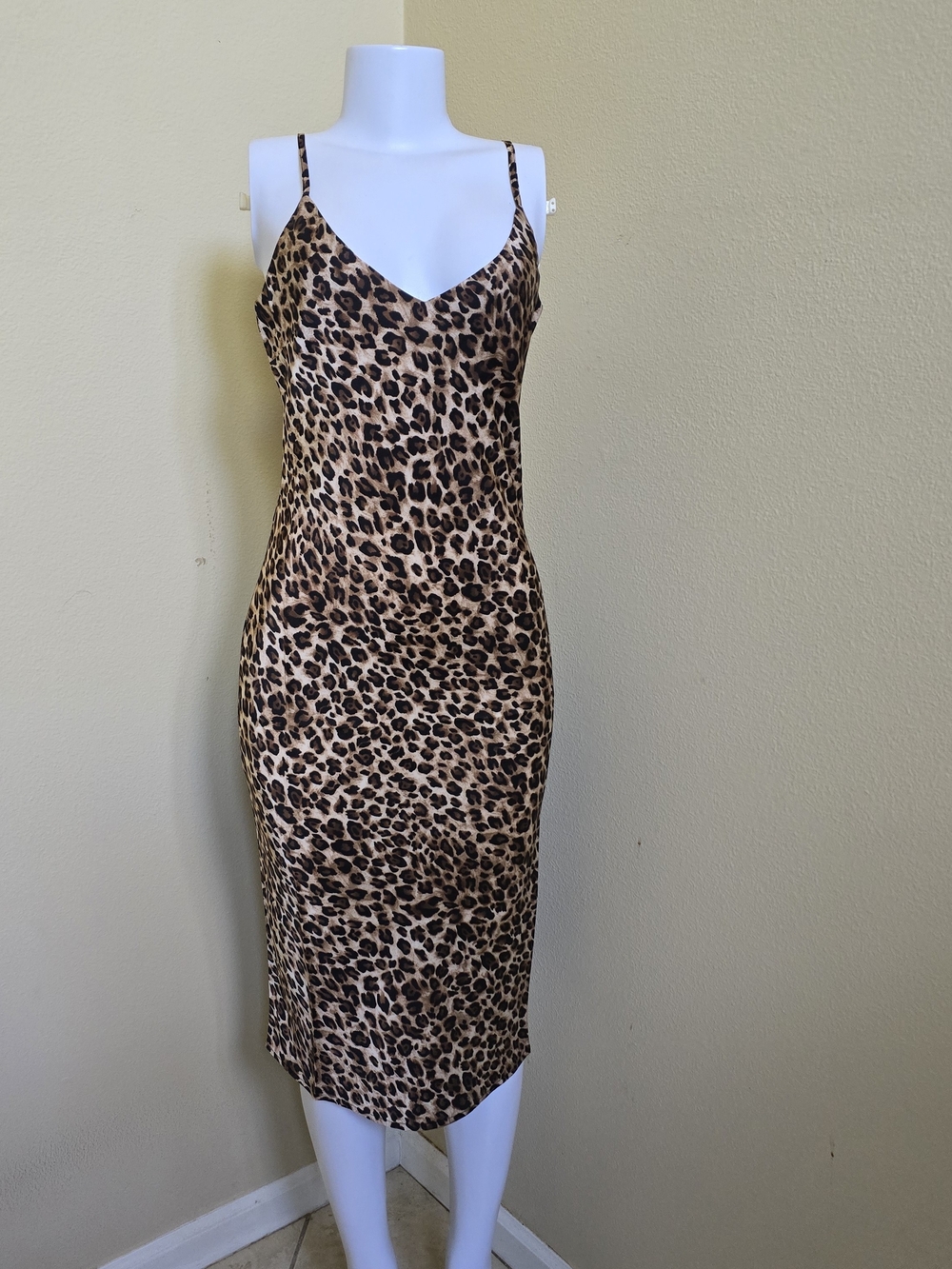Brand New! Leopard Print Midi Slip Dress - Brown